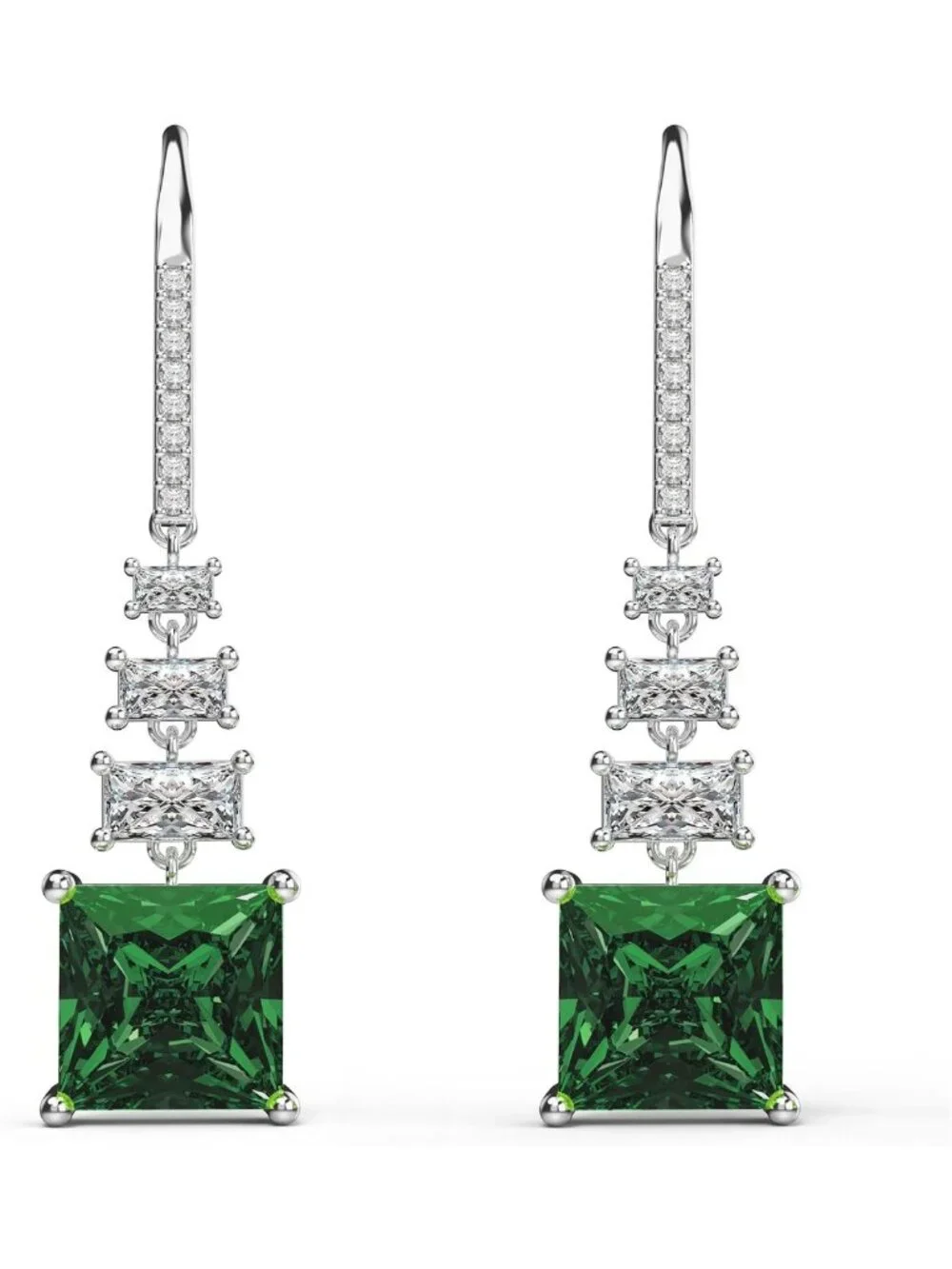 Elegant Princess Cut Cubic Zirconia Dangle Drop Earrings for Women, Sparkling
